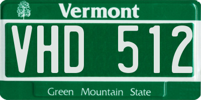 VT license plate VHD512