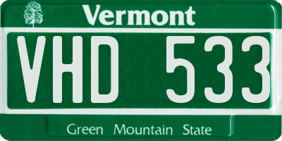 VT license plate VHD533