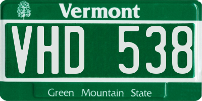 VT license plate VHD538