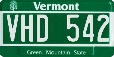 VT license plate VHD542