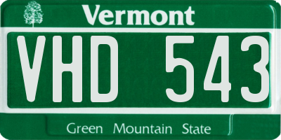 VT license plate VHD543