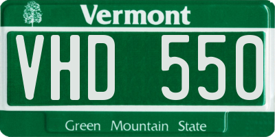 VT license plate VHD550