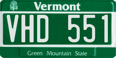 VT license plate VHD551