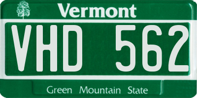 VT license plate VHD562