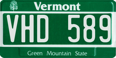 VT license plate VHD589