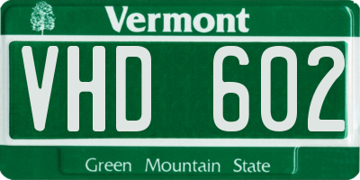 VT license plate VHD602