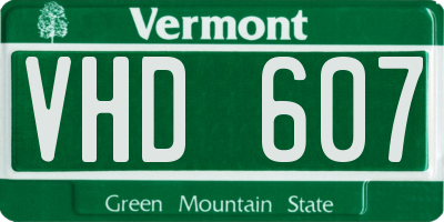 VT license plate VHD607