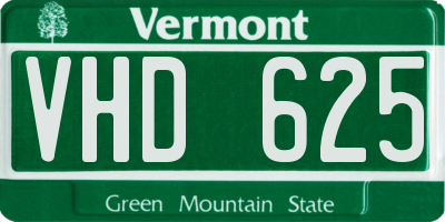 VT license plate VHD625