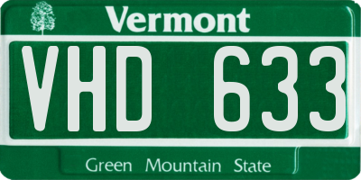 VT license plate VHD633