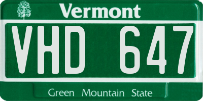 VT license plate VHD647