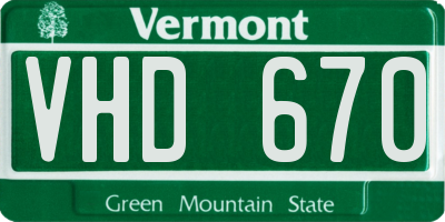 VT license plate VHD670