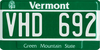 VT license plate VHD692
