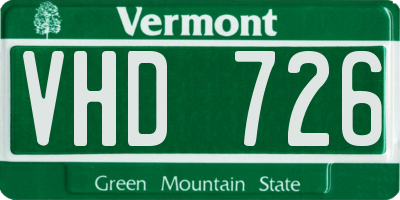 VT license plate VHD726