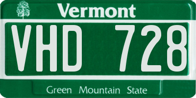 VT license plate VHD728