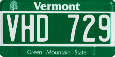VT license plate VHD729