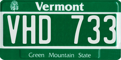 VT license plate VHD733