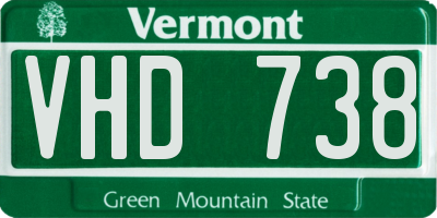 VT license plate VHD738