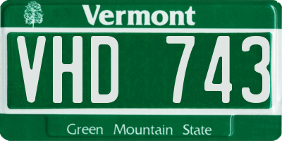 VT license plate VHD743