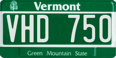VT license plate VHD750