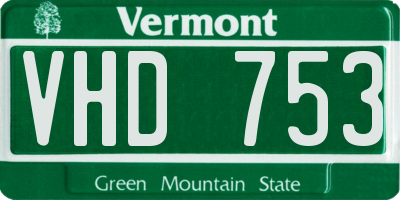 VT license plate VHD753