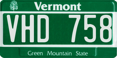VT license plate VHD758