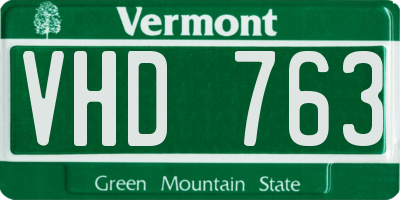 VT license plate VHD763