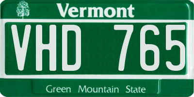 VT license plate VHD765