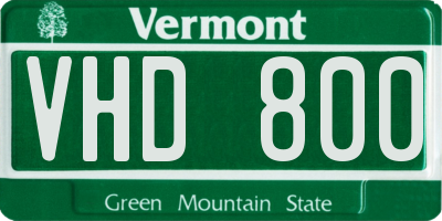 VT license plate VHD800