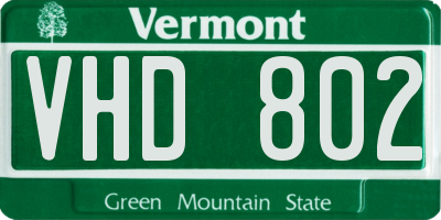 VT license plate VHD802