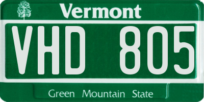 VT license plate VHD805