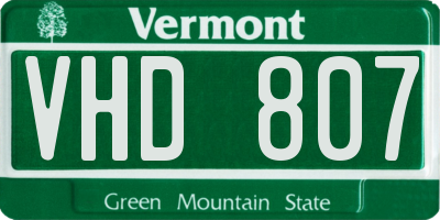 VT license plate VHD807