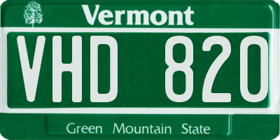 VT license plate VHD820