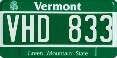 VT license plate VHD833