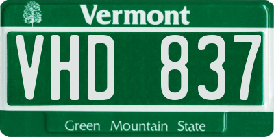 VT license plate VHD837