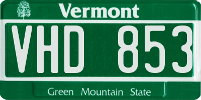 VT license plate VHD853