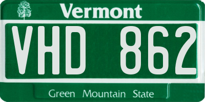 VT license plate VHD862