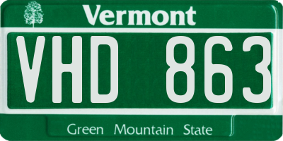VT license plate VHD863