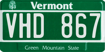 VT license plate VHD867