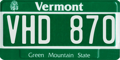 VT license plate VHD870