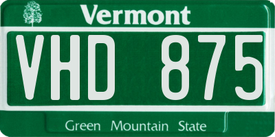 VT license plate VHD875