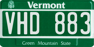 VT license plate VHD883