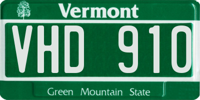 VT license plate VHD910