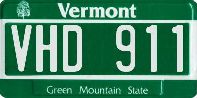 VT license plate VHD911
