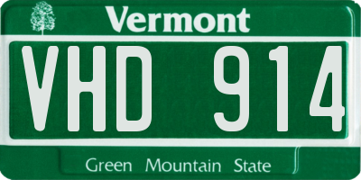 VT license plate VHD914