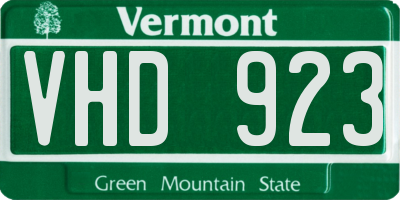 VT license plate VHD923