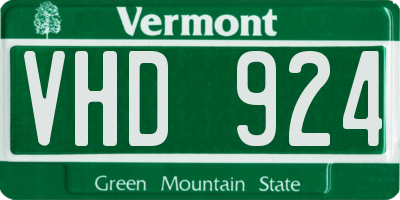 VT license plate VHD924