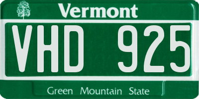 VT license plate VHD925