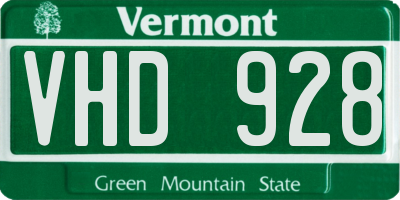 VT license plate VHD928