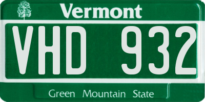 VT license plate VHD932
