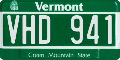 VT license plate VHD941